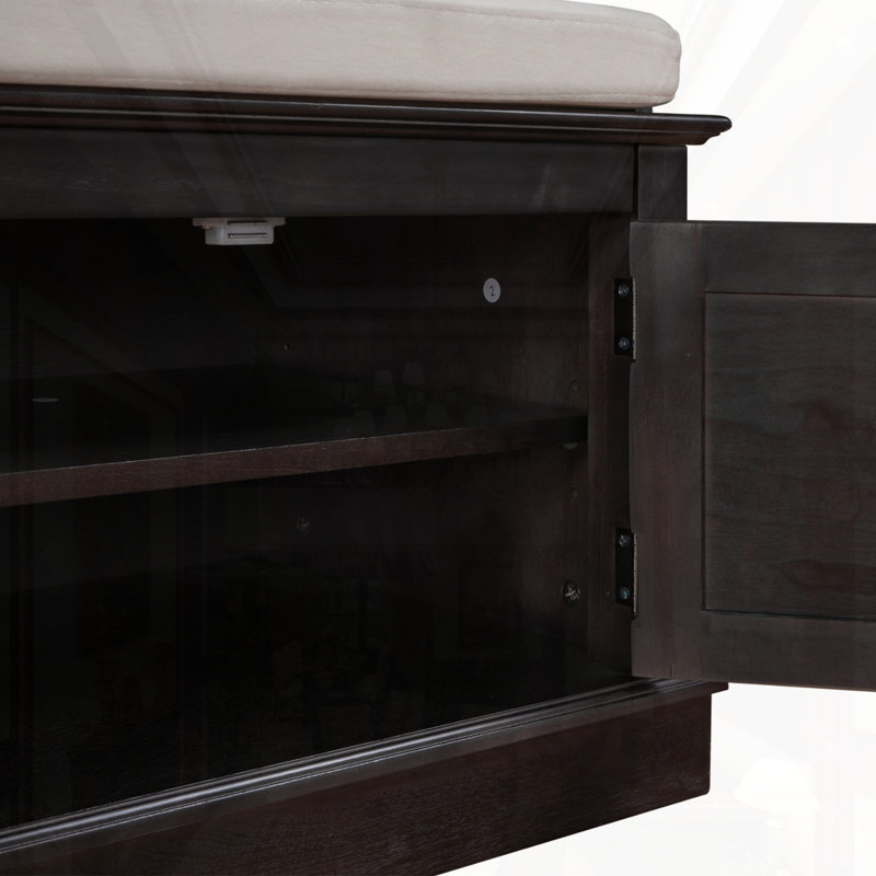 Banc de rangement élégant avec 4 portes et tablettes réglables, Brun