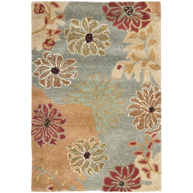 Jakahri Hand Tufted Wool Floral Rug, Rectangle 2' x 3'