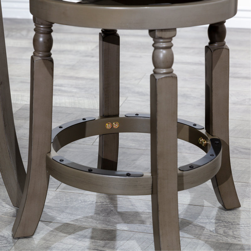 Tabouret de bar, finition patinée, siège en tissu gris anthracite, Gray, Bar Stool (30" Seat Height)
