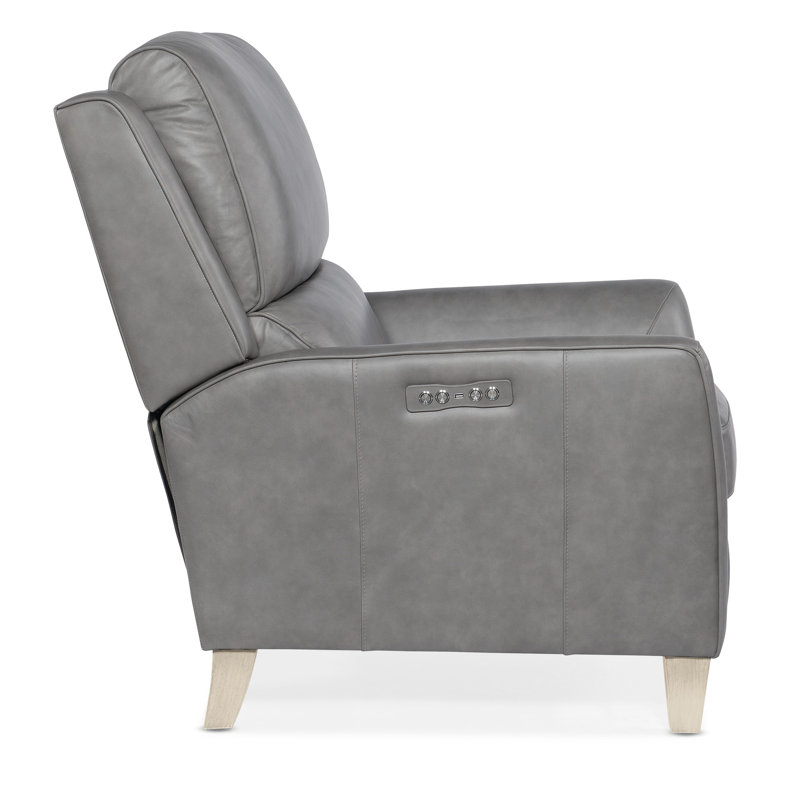 Dontay Power Recliner with Power Headrest, Gray Genuine Leather