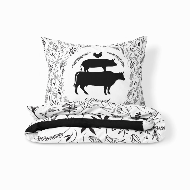 Polyester Floral Duvet Cover, King Duvet Cover + 2 Shams 