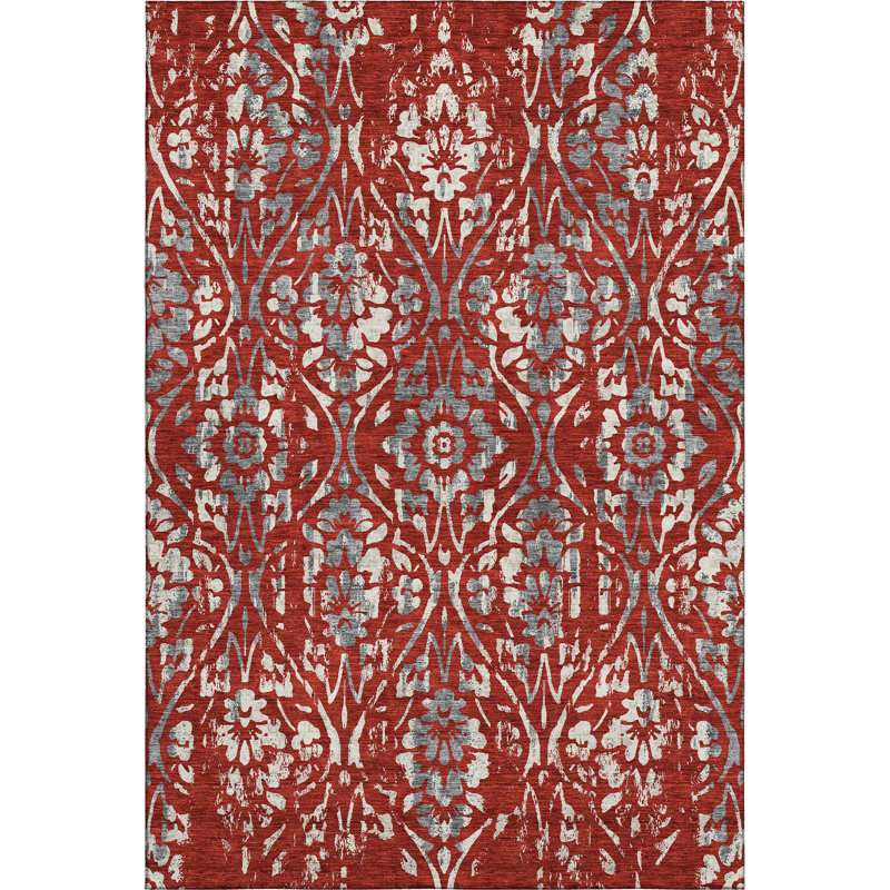 Premium Machine Washable Prisco Red Rug, Rectangle 10' x 14'