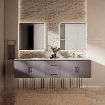 Ensemble de meuble-lavabo double mural 80 "Geneva