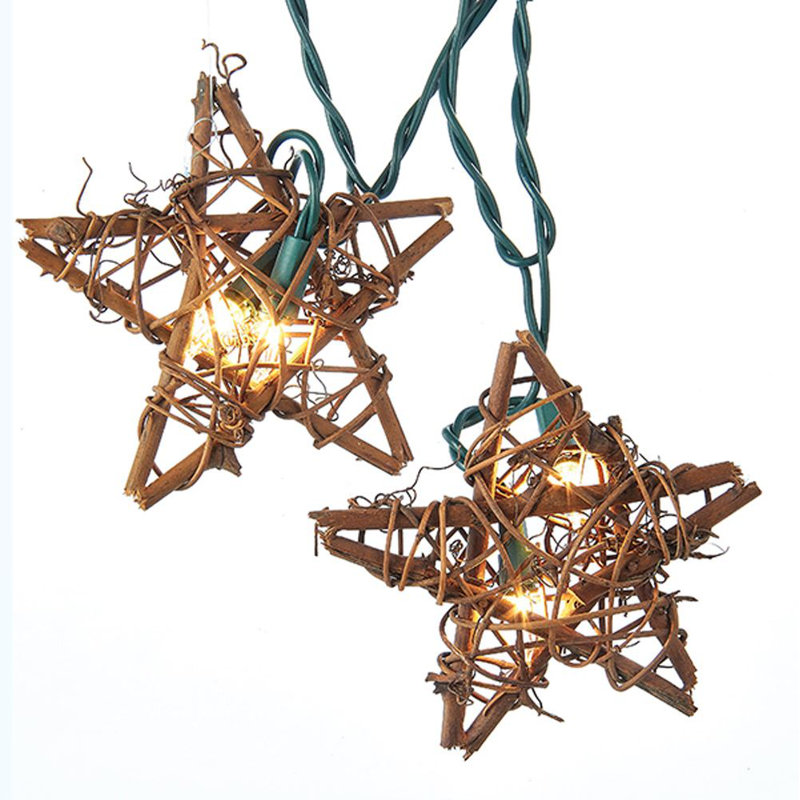 Battery-Powered Rattan Star Christmas Tree Lights