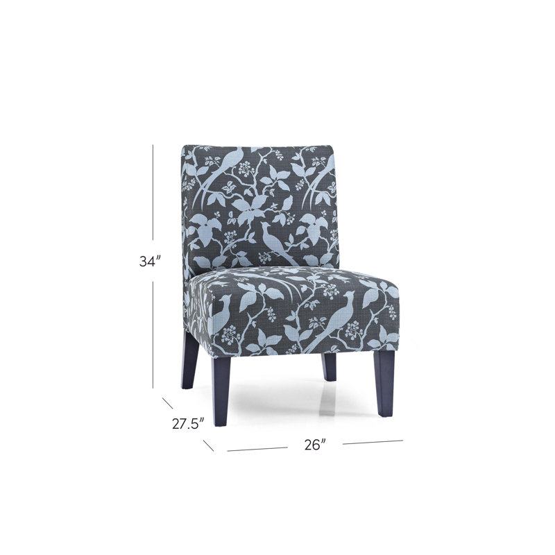 Fauteuil de chambre Gerace, Motif floral sarcelle