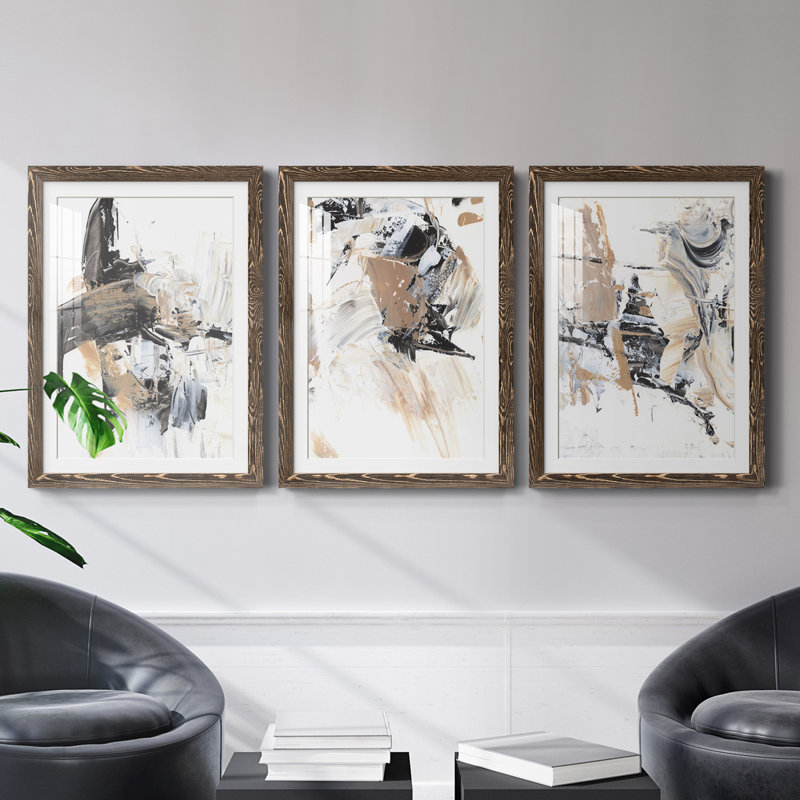 Ruckus I - Ensemble de 3 reproductions de cadres photo, H 37,5 po x l 82,5 po x P 1,5 po, Noyer