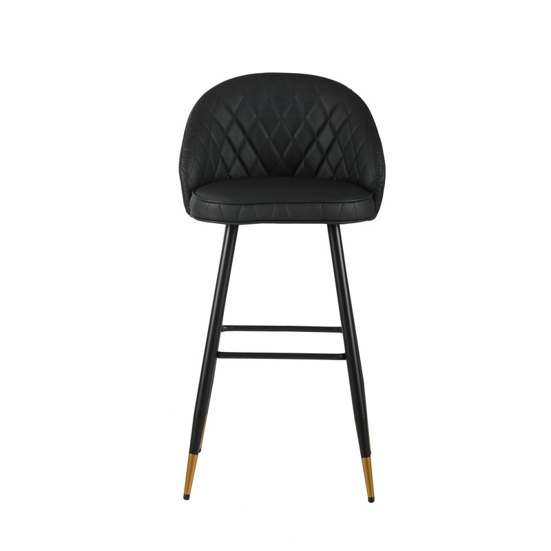 Chaise de bar en cuir Keliyah, Noir, noir, noir, noir