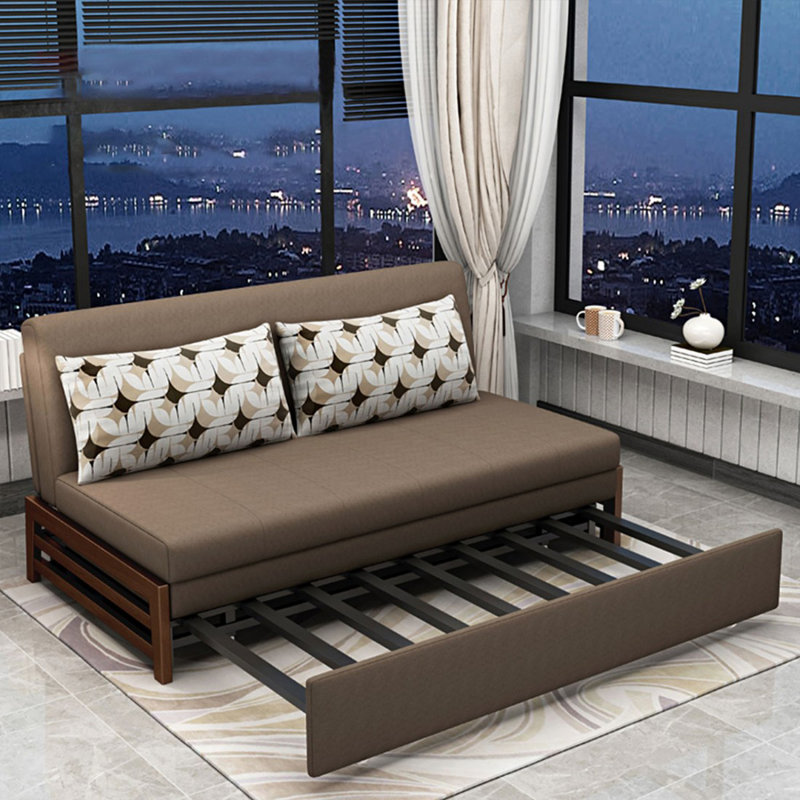 Canapé-coussin en lin brun foncé, H 34,65 po x L 72,05 po x l 34,65 po