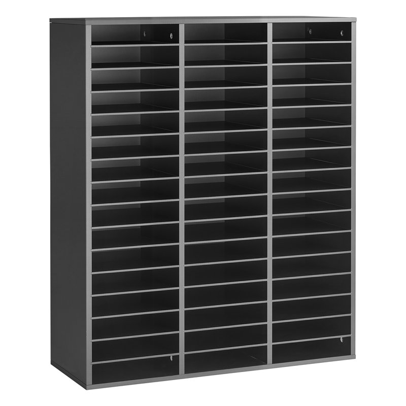 Organisateur de documents en bois pour boîtes aux lettres de bureau à 48 compartiments noir, trieur de documents de comptoir pour dossiers, documents et tablettes