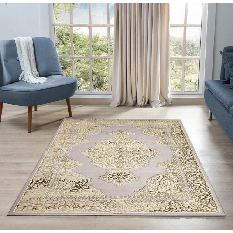 Abstract Indoor / Outdoor Area Rug, Ochre, Runner 60 x 220 cm