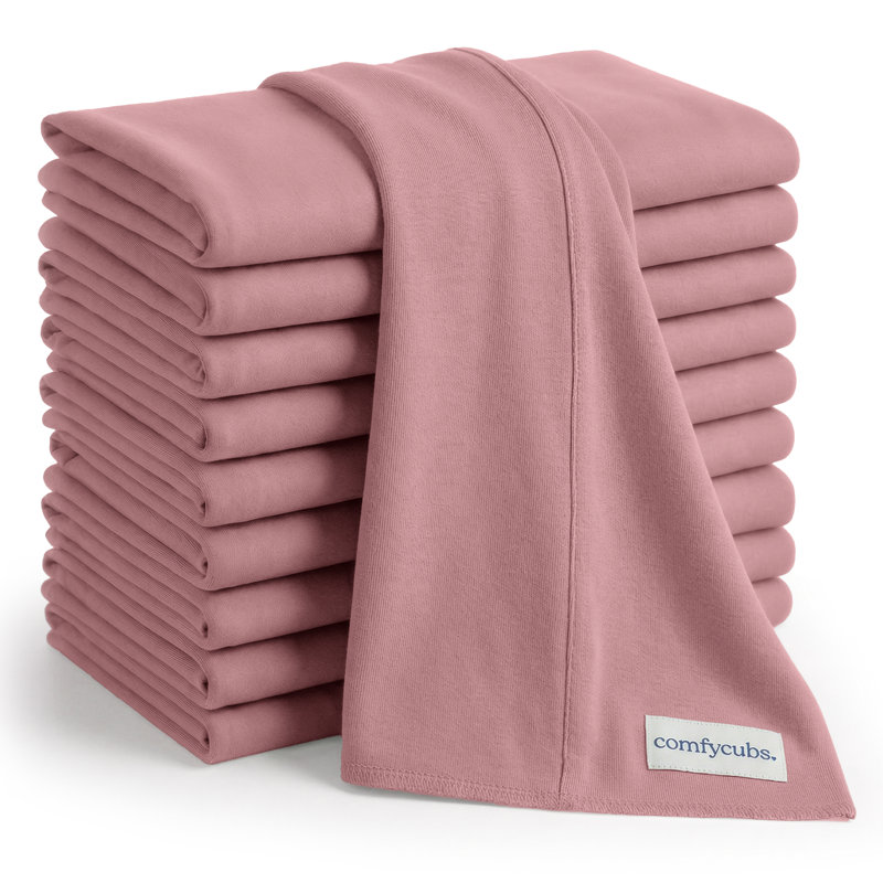 Cotton Burp Cloths 100% Cotton Bath Towels, Mauve