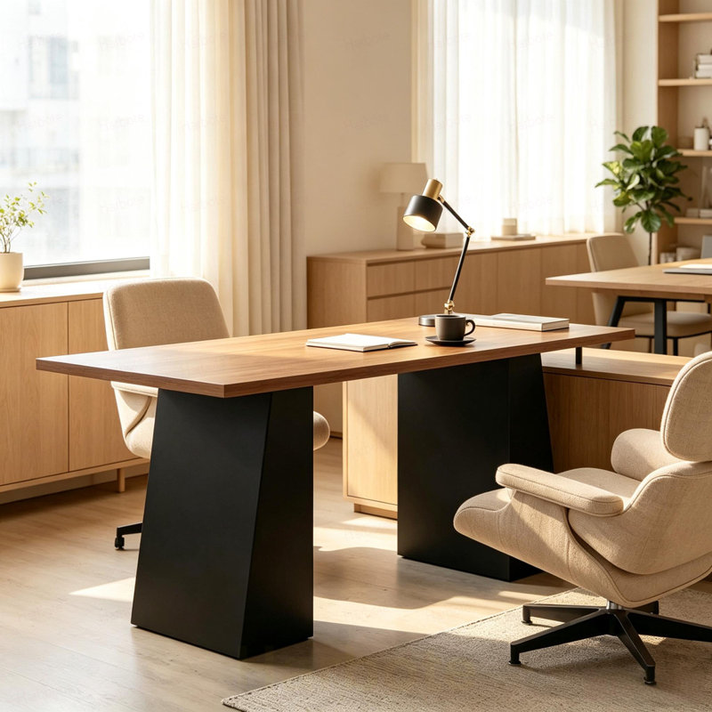 Bureau d'ordinateur contemporain, bureau moderne, table d'écriture élégante avec surface spacieuse (seulement 1 bureau d'ordinateur)