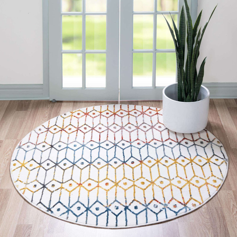 Clidy Abstract Indoor Rug, Round 8'