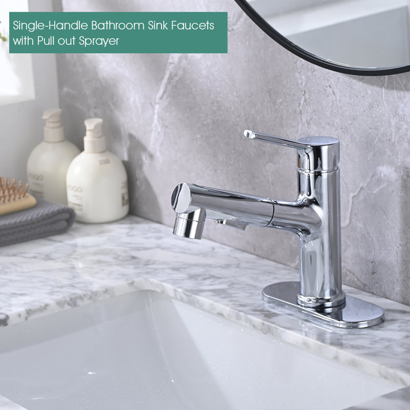 Console Single-handle Bathroom Faucet with Drain Assembly, Chrome