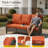 Adams 7- Person Outdoor Wicker Patio Sofa Seating Group With Swivel Rocking Chairs And Fire Pit Table-57659934-57659935