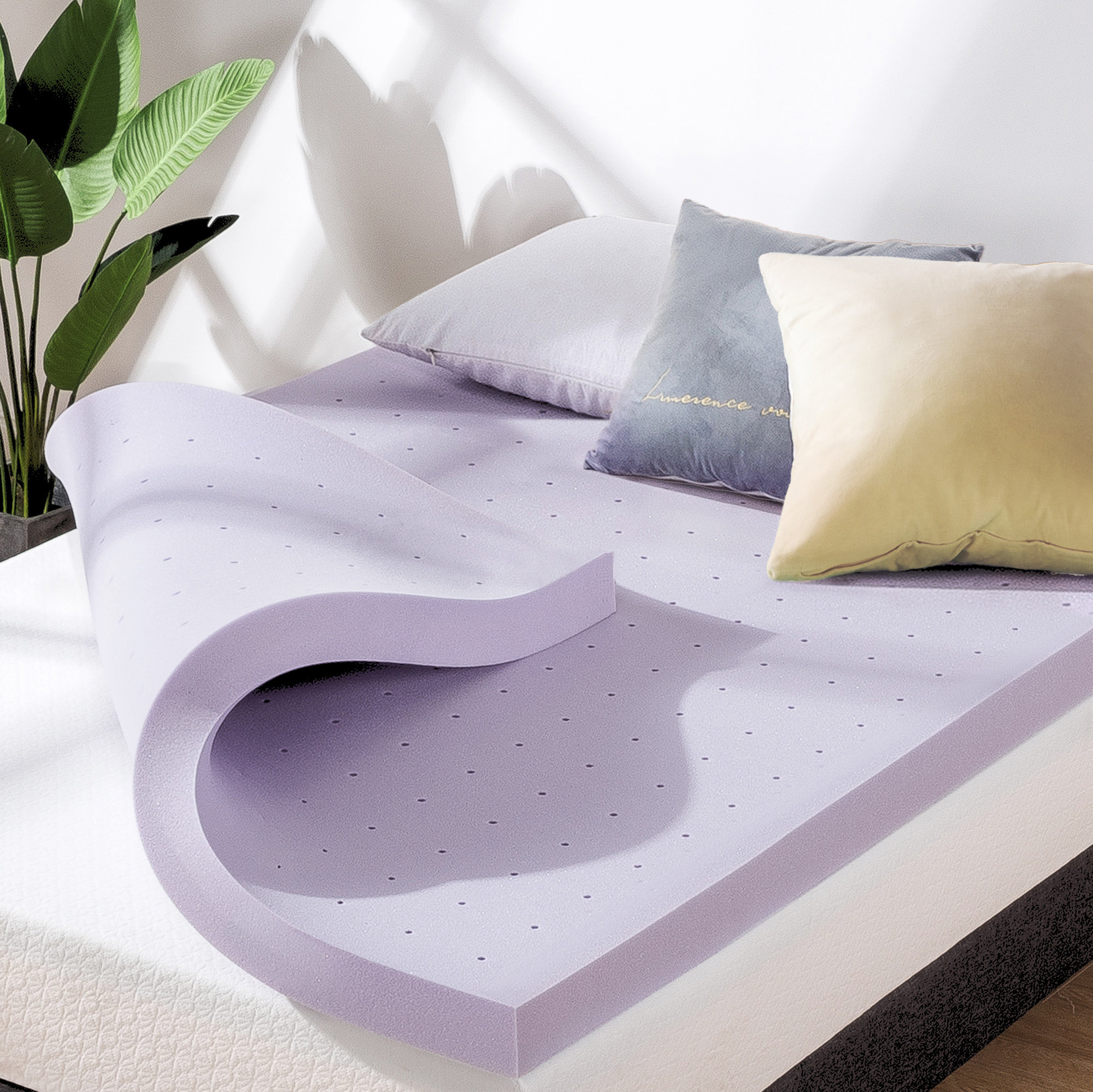 LUCID 2 Inch 5 Zone Lavender Memory Foam Mattress Topper – Calming