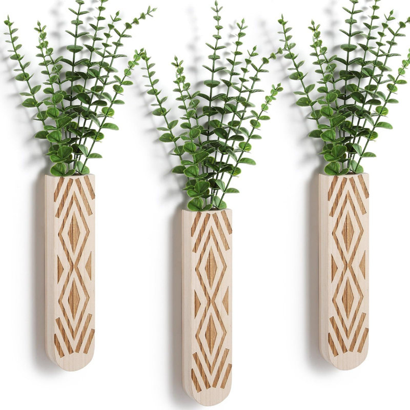 Boho-chic 3-pack Wood Wall Planter