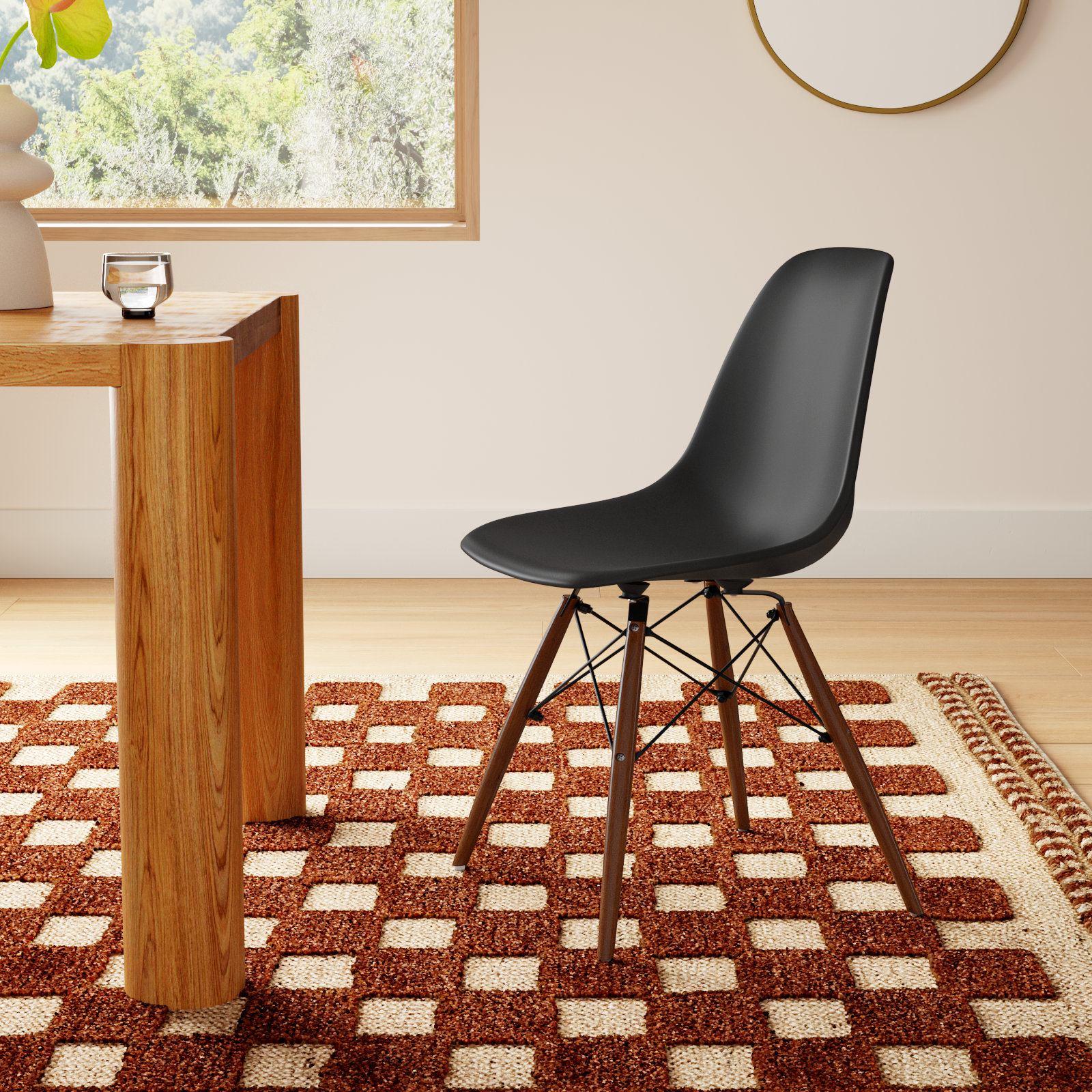 Jordan Dining Chair, Black, Walnut