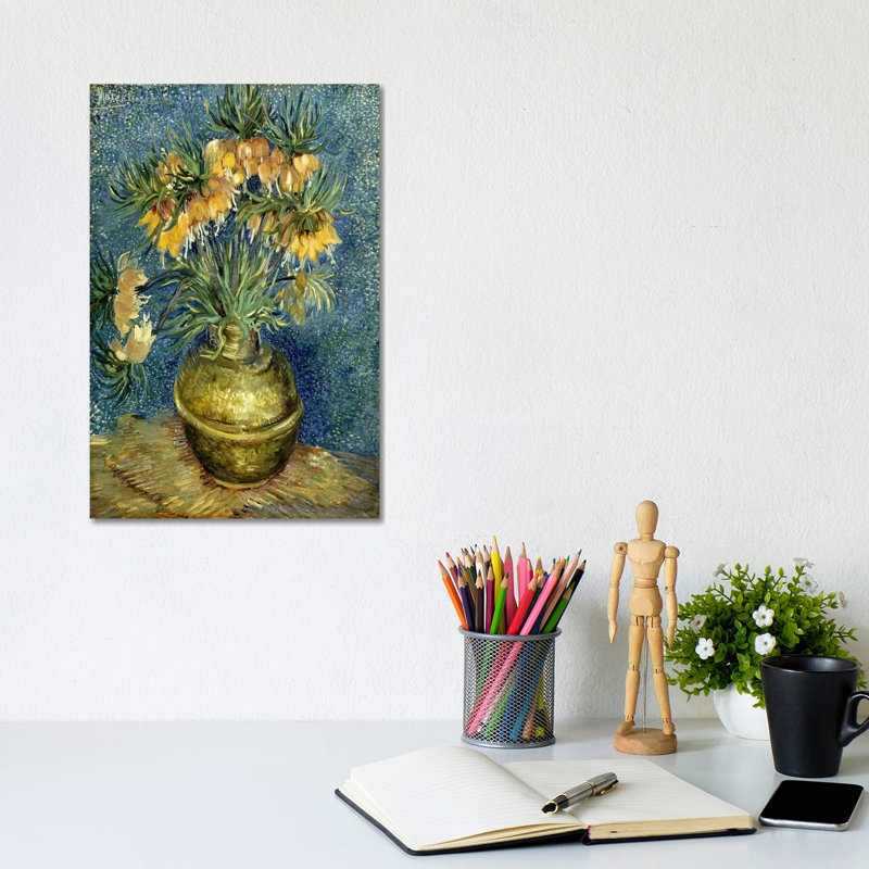 Crown Imperial Fritillaries In A Copper Vase, 1886 by Vincent Van Gogh - Floater Frame Painting on Canvas, Canvas