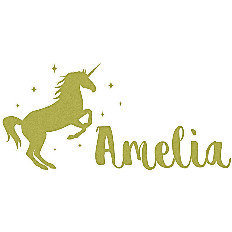 Décalcomanie murale pour chambre de bébé custom name, H 16 po x l 32 po, Or