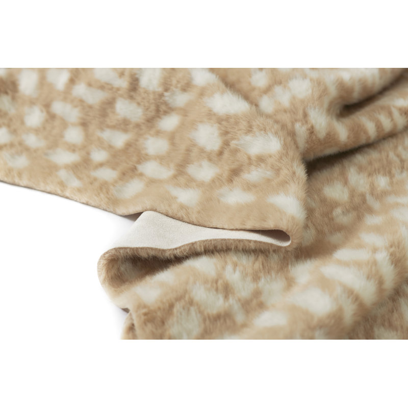 Beige Faux Fur Animal Print Area Rug