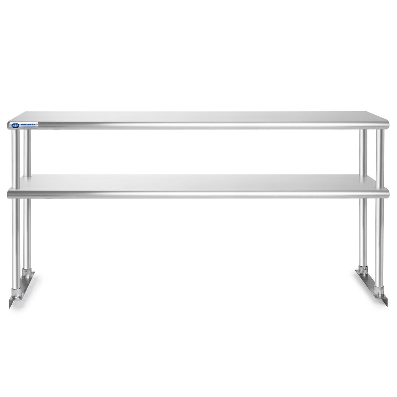 72" Stainless Steel Heavy-Duty Kitchen Prep Table with Double Overshelf