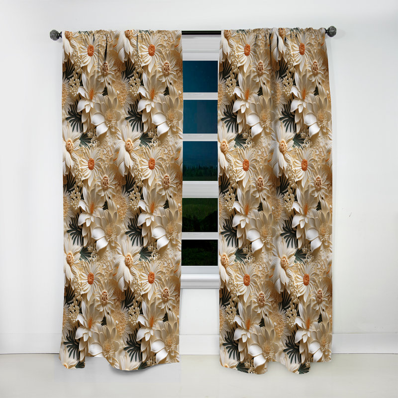 Tropical Lace Tropical Pattern I - Tropical Curtain - Velvet Room Darkening - 1 panel, 52" W x 84" L