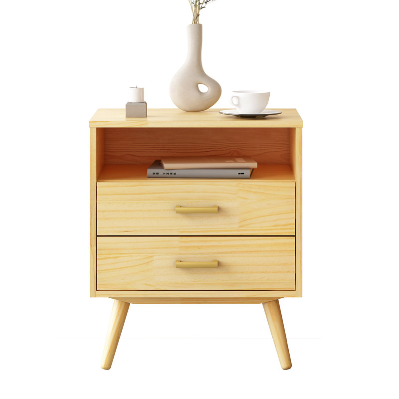 Drawer Nightstand In Dark Walnut, Neutral