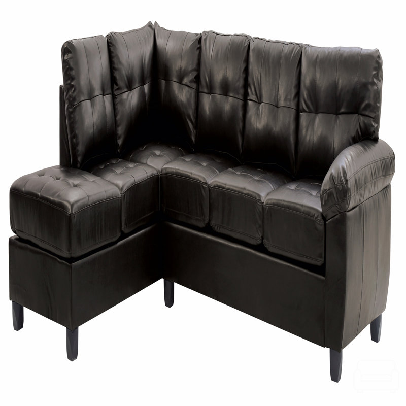 Sectional, Black Faux Leather