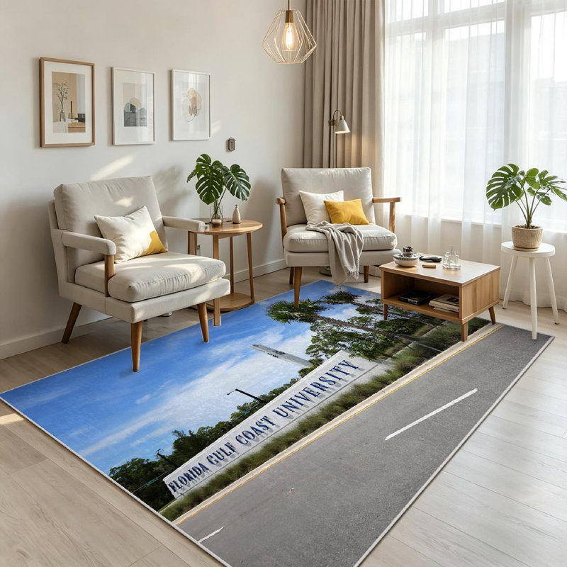 Tapis bleu lavable à la machine, juillet Florida Coast University Street, Rectangle 79 po x 118 po