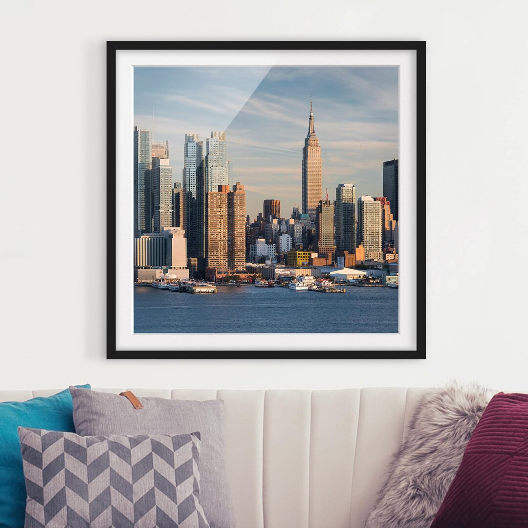 Gerahmter Fotodruck New Yorker Skyline aus New Jersey