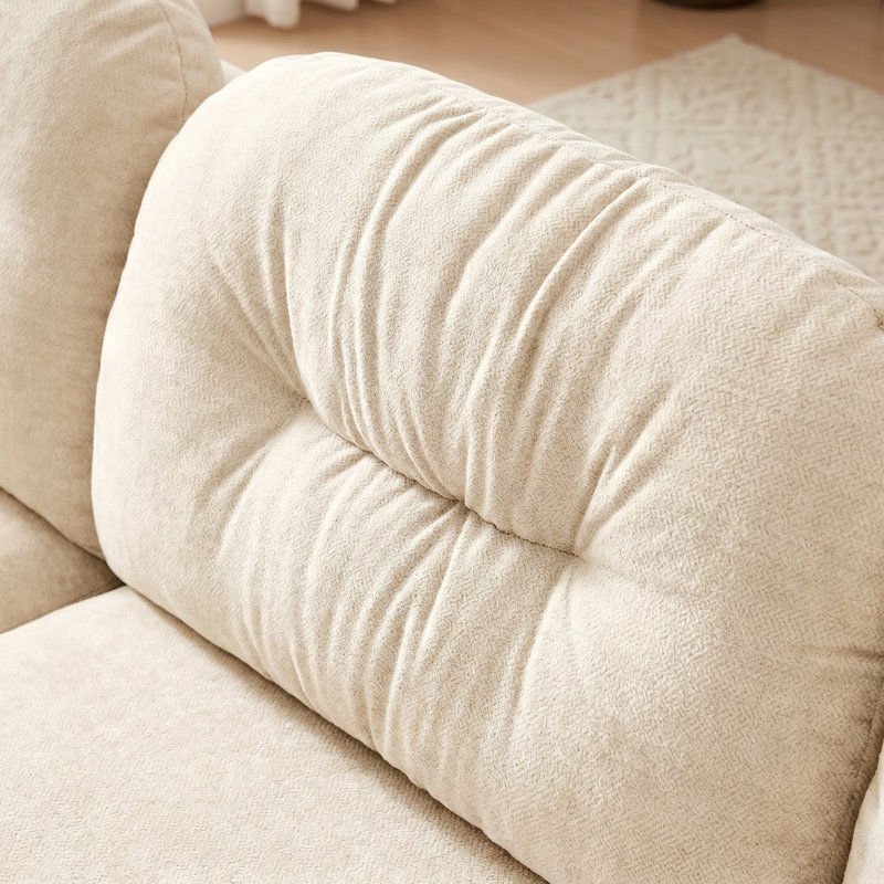 Élégant canapé modulaire 4 places en chenille beige - confortable et personnalisable pour le salon, Beige