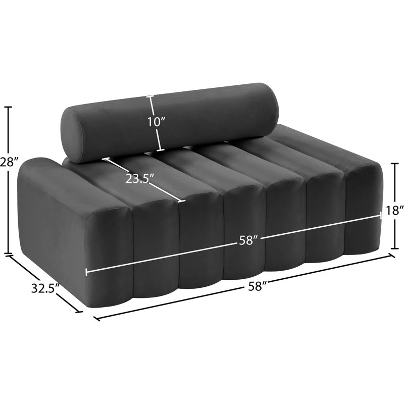 Fareiz 58'' Velvet Loveseat, Grey Velvet