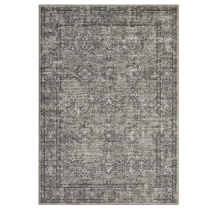 Non Slip Vintage Floral Floor Cover Non-Slip Thin Soft Retro Carpet Foldable Low-Pile Distressed Throw Rug for Dining Room Living Room Home Nursery