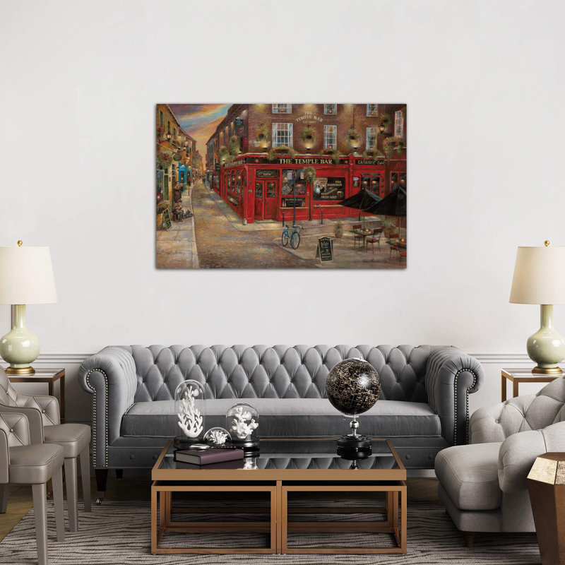 The Temple Bar by Ruane Manning - Painting on Canvas, 20.32 cm H x 30.48 cm W