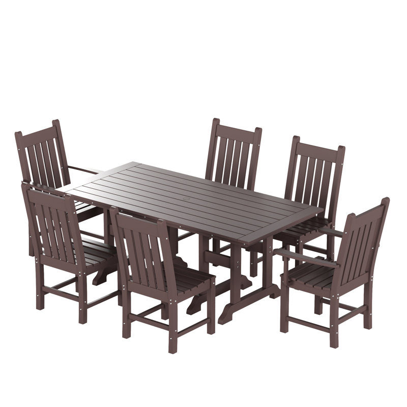 Ensemble de salle à manger rectangulaire pour 6 personnes 70 "" Laguna, Brun foncé