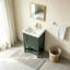 Meuble-lavabo sur pied vert sauge foncé vintage de 20 pouces avec lavabo en céramique pour petite salle de bain