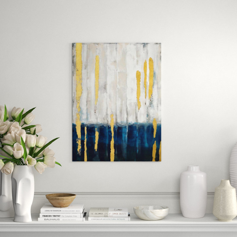 Cerulean Cast Painting by Sara Brown, Gilded Gold, 41" H x 30" W