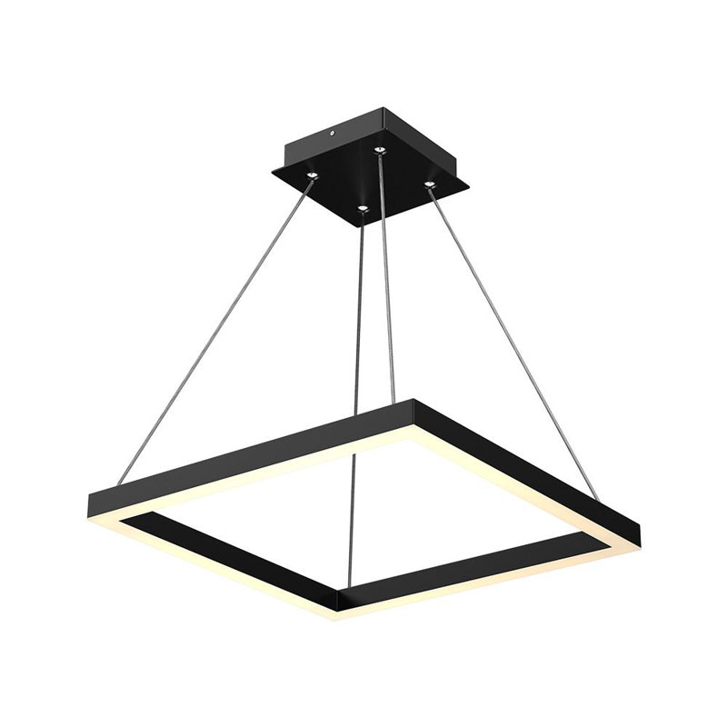 Luminaire suspendu carré à 1 lumière Aekerly, Noir mat