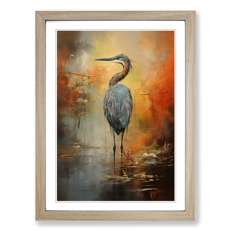 Heron Action Painting - Framed Print