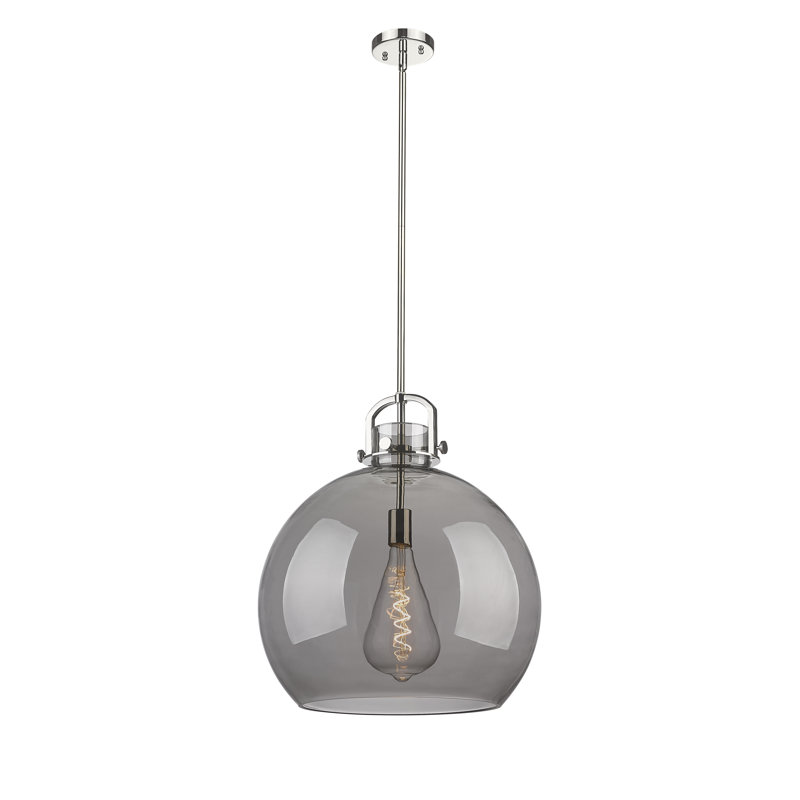 Luminaire suspendu à 1 tige Sligo, Plaqué couleur fumée, H 20,5 po x l 18 po x P 18 po, Nickel poli