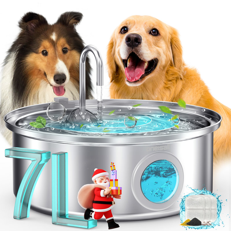 Système de filtration de fontaine d'eau pour chien 7L / 230oz avec 5 niveaux d'eau et 11 filtres