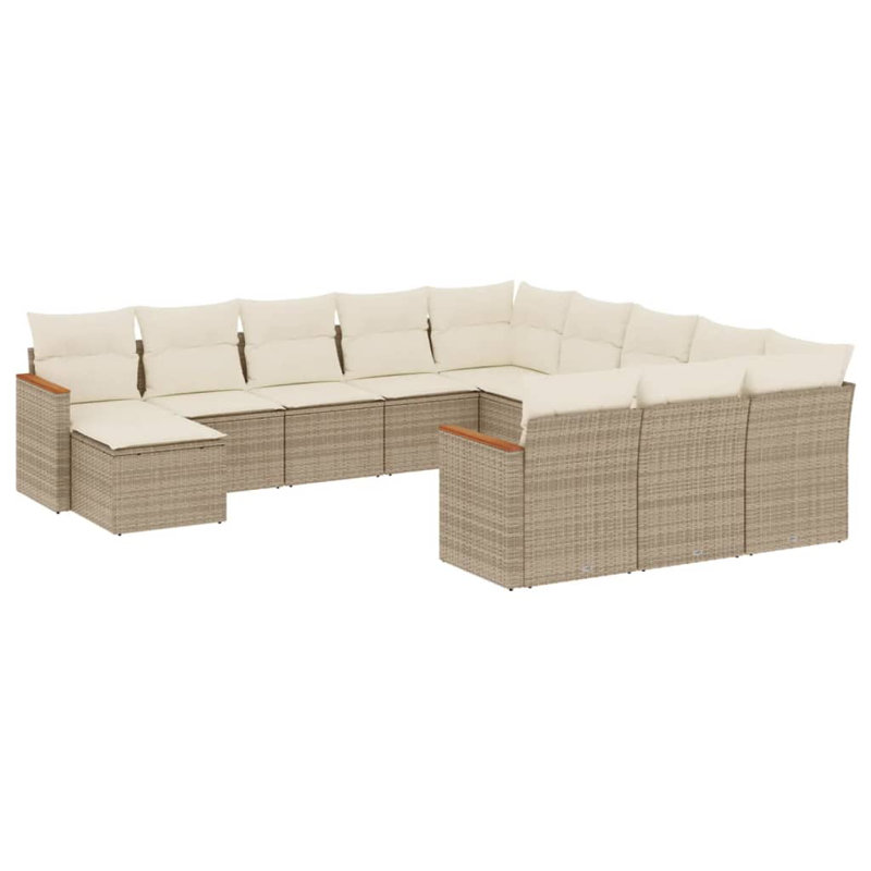 Ensemble de canapé de jardin Vidaxl PE en rotin beige, acier thermolaqué grand