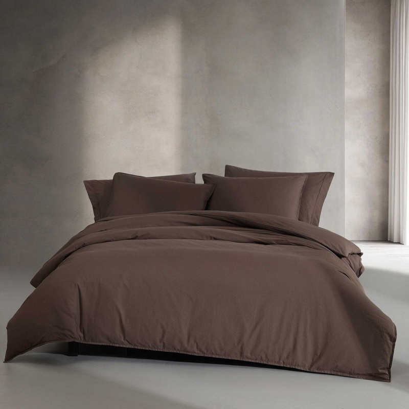 Ensemble de housse de couette Calvin Klein, Housse de couette pour grand lit et 2 taies décor, Brun terre