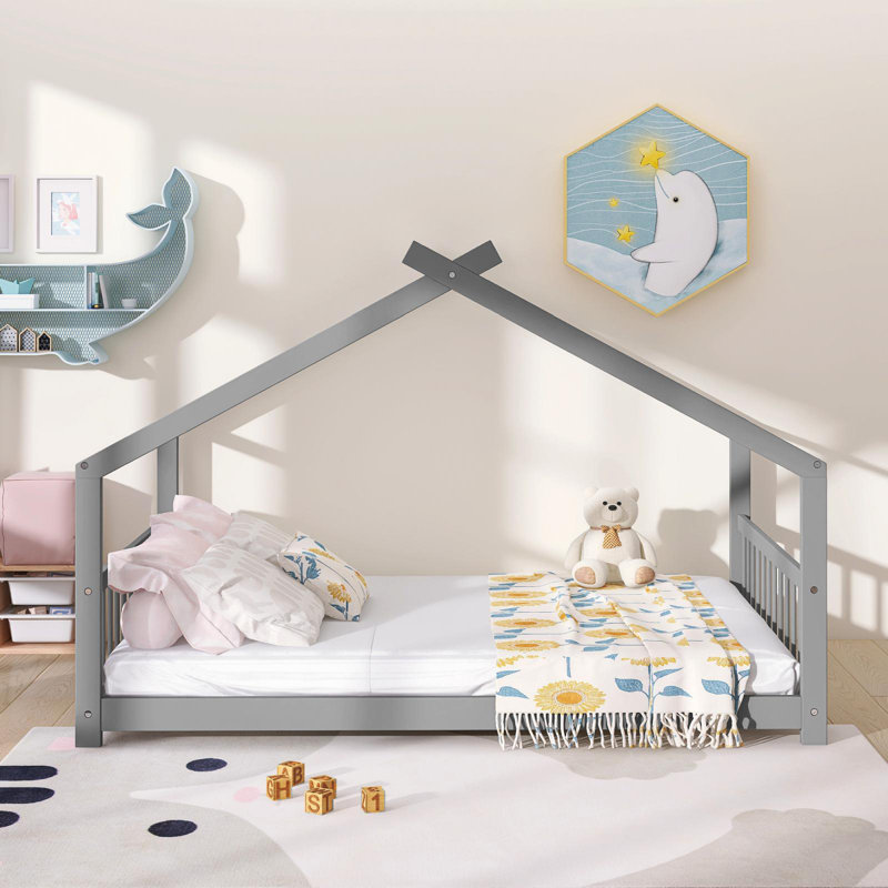 House Bed, Gray, Full