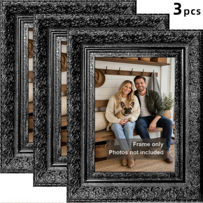 Cadre de table noir 3 pièces 5 po x 7 po avec support de table et crochets muraux