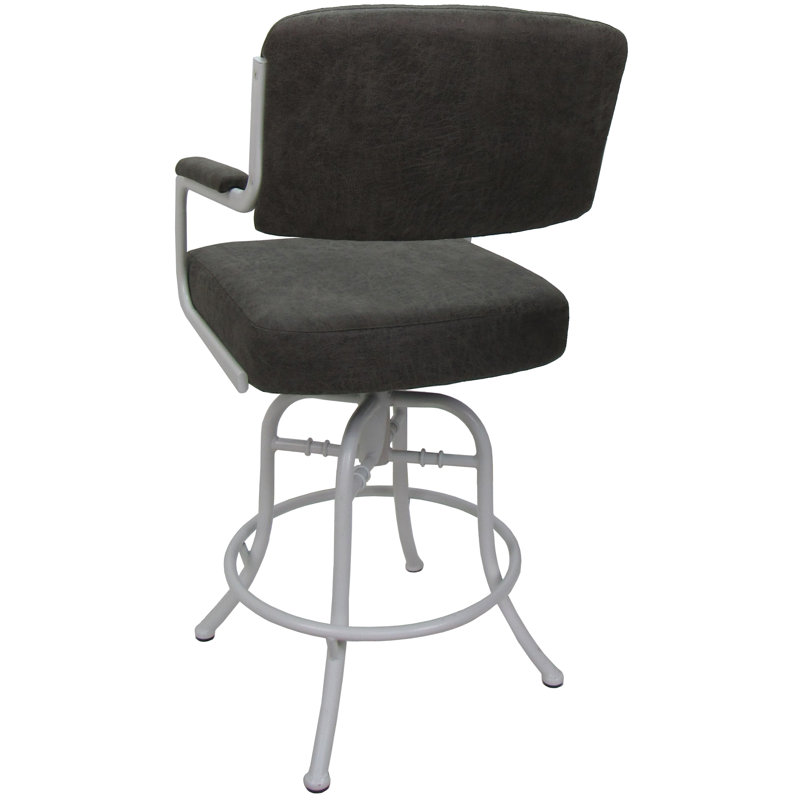 Tabouret de bar pivotant 30 po Jomiah, Gris, Blanc