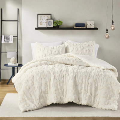 Édredon en chenille simple / simple TG avec 2 taies décoratives, texture douce, envers en microfibre, rembourrage, rembourrage lavable à la machine