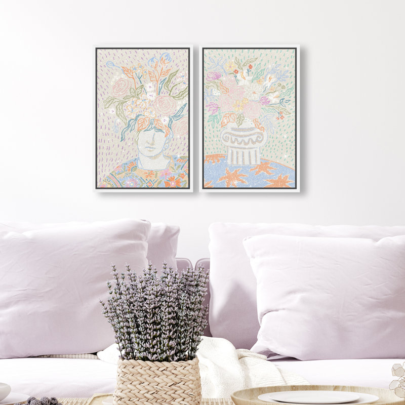 Summer Flourish Set Set by Oliver Gal, 92"H x 62"W, White Floater Frame
