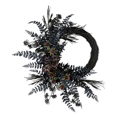 18in. Deep Purple Fern Wreath with Cherry Blossom Wreath